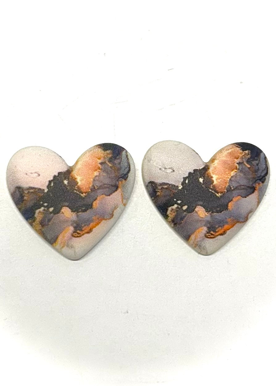 Marble Heart Cabochons
