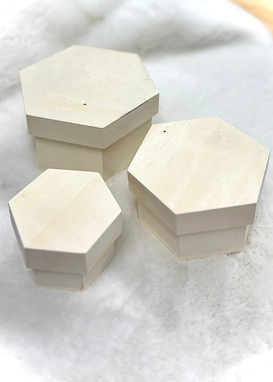 Hexagon Wooden Box Set 3 Piece