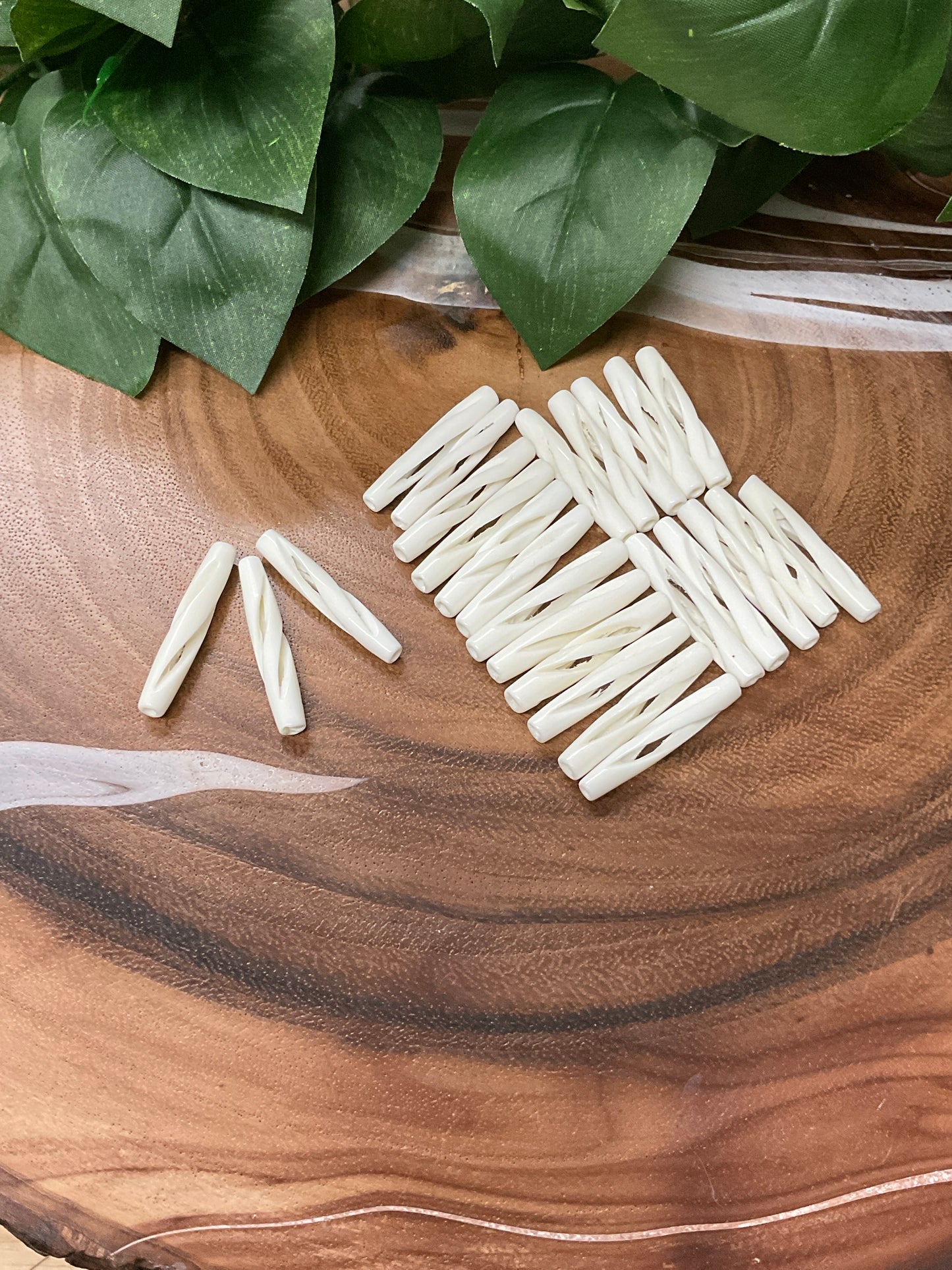 Bone Spiral Cut Beads
