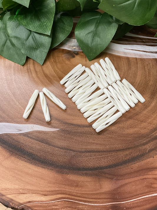Bone Spiral Cut Beads