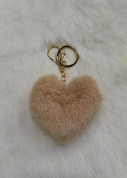 Fuzzy Heart Keychains