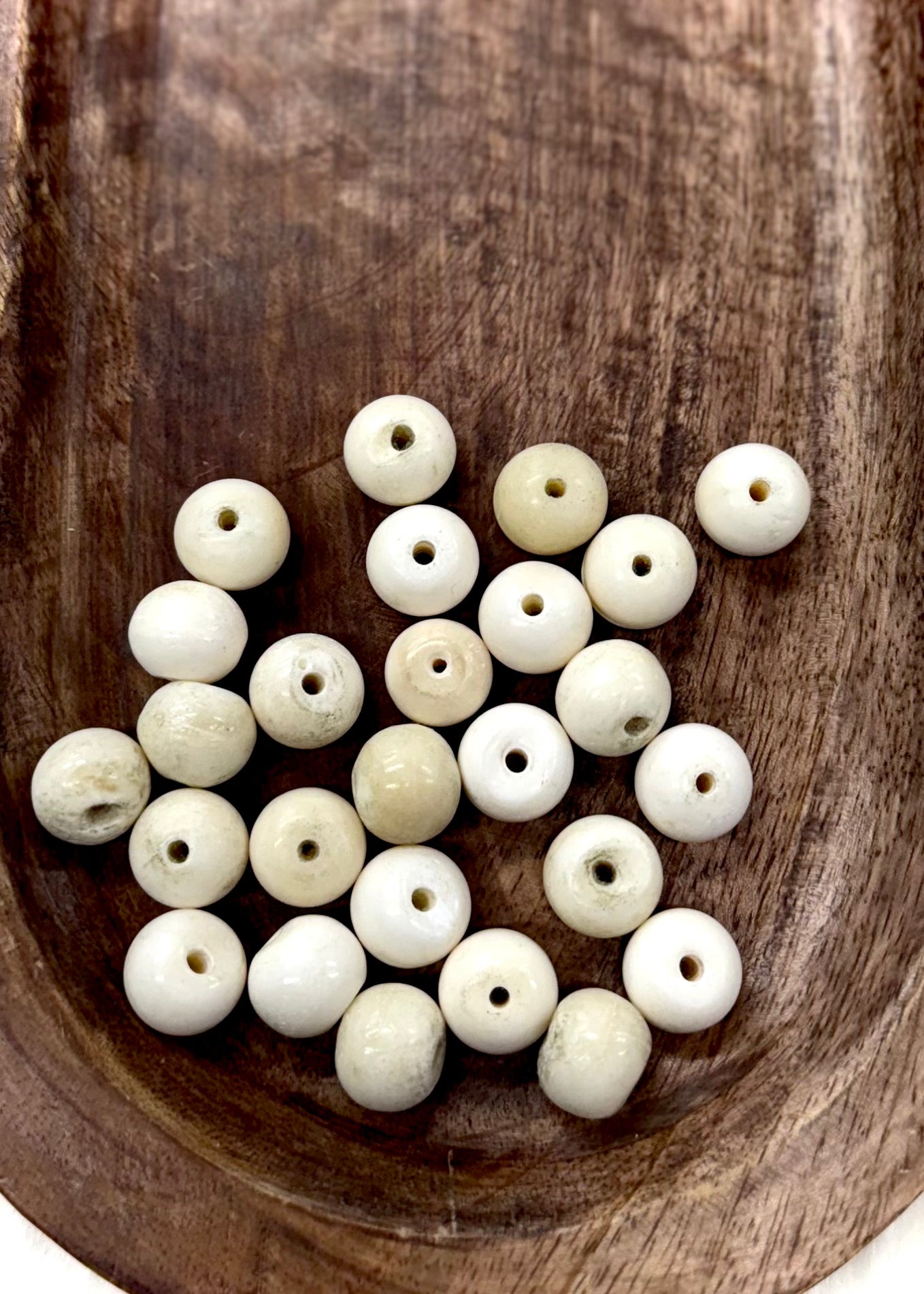 White Round Bone Beads