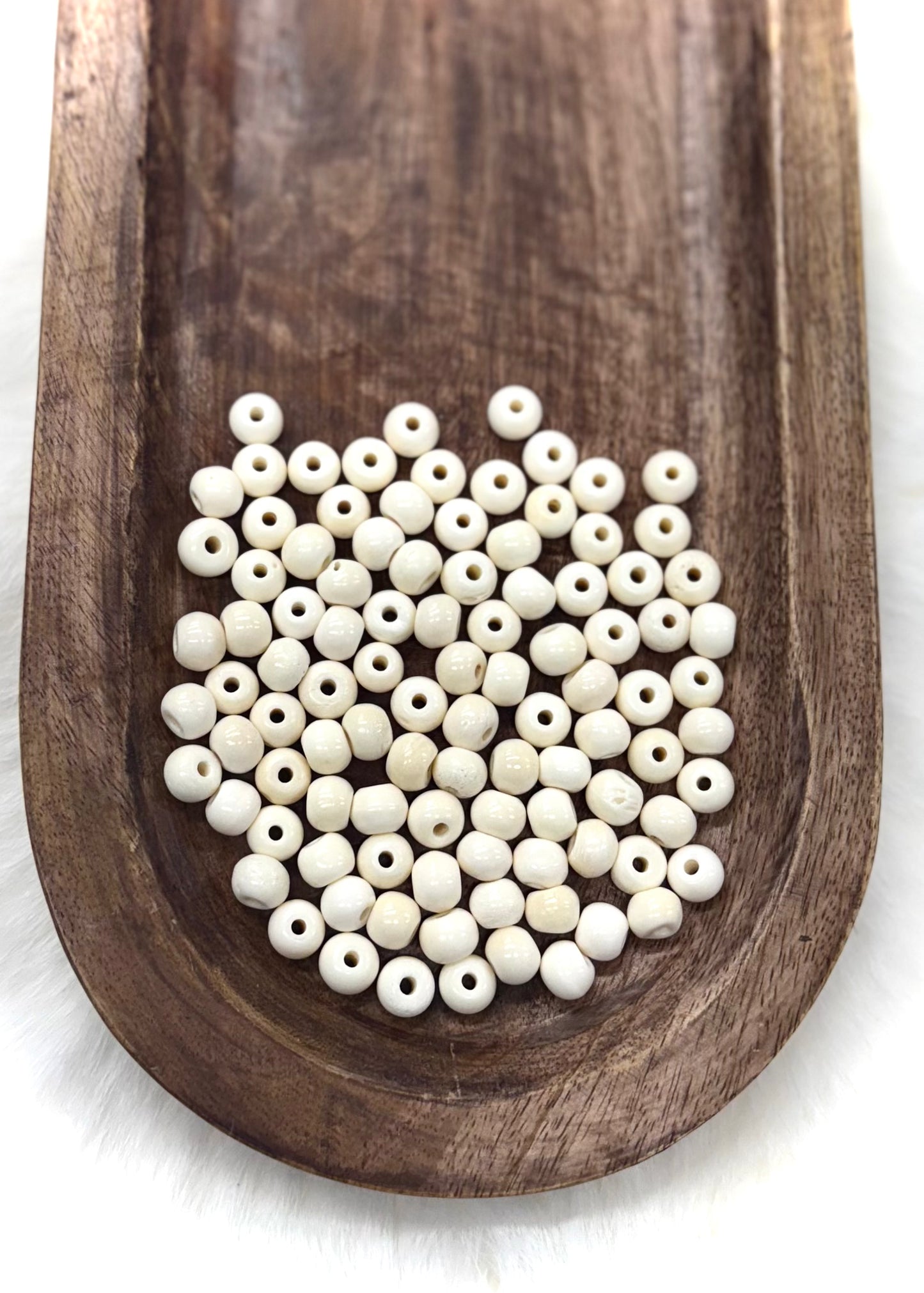 White Round Bone Beads