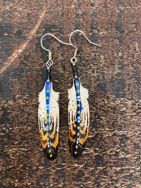 Stripe Painted Bone Earring
